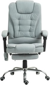 RESIGILAT- Scaun directorial cu Masaj și Încălzire, functie sezlong, suport picioare, textil, Gri deschis