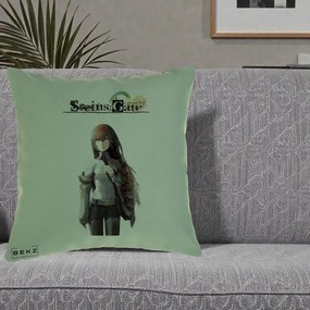 Perna Personalizata Steins Gate Kurisu Makise Anime, 40x40 cm, Verde, Husa Detasabila, Perna Inclusa, BEKZ®