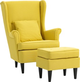 HOMCOM Fotoliu cu Taburet Asortat în Stil Contemporan Galben | Aosom Romania