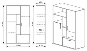 DULAP EFFIE, 100X42X163 CM, 3 USI, CULOARE SONOMA, PAL