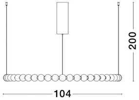 Lustra LED suspendata, dimabila, deosebita design lux PERLA opal, auriu 104cm