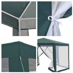 Pavilion cort pentru grădină, 3,9x2,5x3,9m, verde / alb, RINGE TIP 1 6 laturi