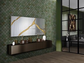 Oglinda de perete mare design decorativ Surcos auriu 180x80cm