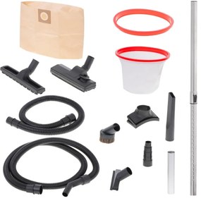 Aspirator industrial Camry CR 7045, 3400W, 20 kPa, Uscat si umed, 4 filtre, 25L, Inox/Rosu