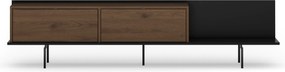 Comodă TV Zenar 200 cm cu picioare metalice - nuc elegant / negru