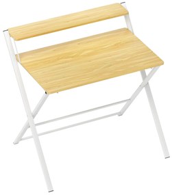 HOMCOM Birou Pliabil pentru Spații Mici, Birou Pliabil pentru Computer cu Raft de Depozitare, 86x66x82 cm, Lemn Natural | Aosom Romania