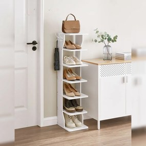 Vasagle Suport pantofi CINDY, 6 niveluri, 30x26.4x110.4cm, alb