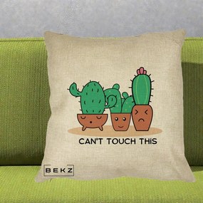 Perna Decorativa Cactus Funny Can't Touch This, 40x40 cm, Crem, Husa Detasabila, Perna Inclusa, BEKZ®