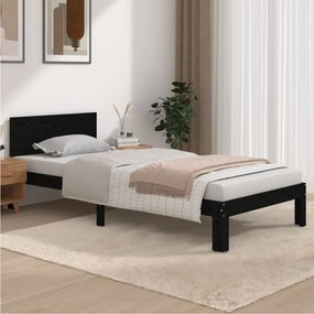 810484 vidaXL Cadru de pat, negru, 90x200 cm, lemn masiv de pin