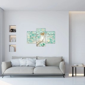 Tablou cu flori și fluturi (90x60 cm)