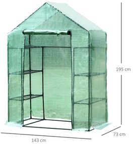 Outsunny Sera de gradina pentru plante cu rafturi si acoperis, sera pentru legume, fructe, gradinarit 143x73x195cm| Aosom Ro