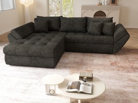 Colțar extensibil dumonde cu ladă de depozitare si sezut confortabil din spuma high-density, Loana Enjoy Black II 270x185 cm