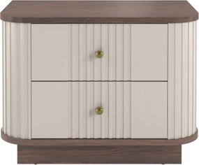 Set de noptiere Vesper 56 cm cu mânere aurii - culoare cașmir / nuc