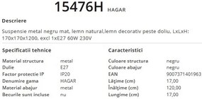 Pendul design modern HAGAR negru 15476H GL