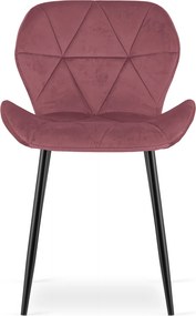 Scaun de masa MANGO VELVET cu picioare negre, roz inchis