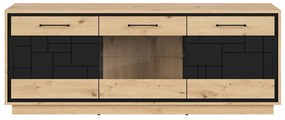 Masă TV/dulap Pont RTV2D1W (Stejar artisan + Negru mat). 1063039