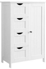 Dulap pentru baie cu 4 sertare și poliță PAULA, 55x30x81cm, alb Vasagle