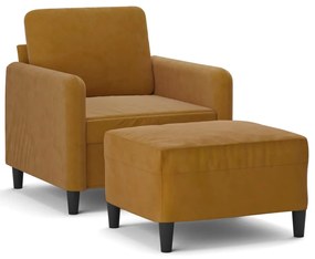 3153564 vidaXL Fotoliu canapea cu taburet, maro, 60 cm, catifea