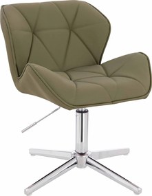 HR111CROSS Scaun Khaki Piele Ecologica Premium Soft cu Bază Cromata