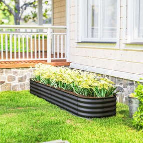 Outsunny Jardinieră pătrată modulabilă din oțel galvanizat pentru legume, plante, flori, 240 x 62 x 30 cm gri închis | Aosom Romania