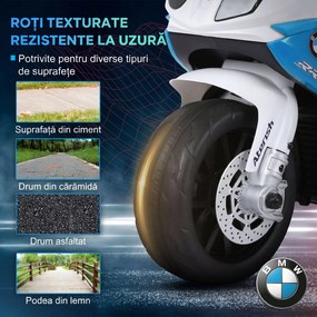 HOMCOM Motocicletă Electrică pentru Copii 18-36 Luni cu Licență BMW, 6V, 3 Roți, Faruri, Muzică, 2,5 km/h, Max 20kg, Albastru | Aosom Romania