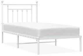 353578 vidaXL Cadru de pat metalic cu tăblie, alb, 90x190 cm