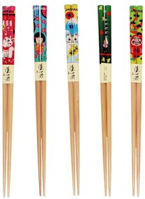 Set de bețe chinezești în culoare naturală din lemn 5 buc. Japanese Heritage – Rex London