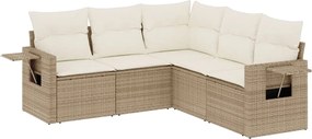 vidaXL Set canapele de grădină cu perne, 5 piese, bej, poliratan