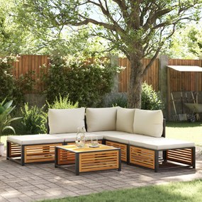 vidaXL Set de canapele grădină cu perne, 6 piese, lemn masiv acacia