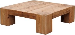 Măsuță de cafea pătrată din lemn reciclat, natur, cu picioare masive și aspect rustic, finisaj natural, 38 x 120 x 120 cm, „Yakta”