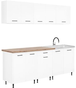 Dulap de bucătărie Primo 220 alb, blat de lucru din stejar charlestone