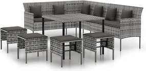 vidaXL Set mobilier de grădină cu perne, 6 piese, gri, poliratan