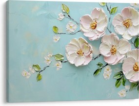 Tablou - Flori pe fundal albastru (70x50 cm)