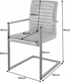 Set 2 scaune cu brate Loft maro antic/ argintiu