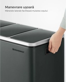 Coș de reciclare SORT 54 l (3×18 l), antracit/argintiu SongmicsHome