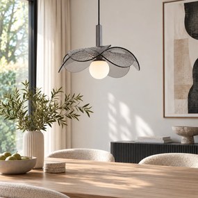 Lampă suspendată de designer argintie cu sticlă fumurie - Kemner