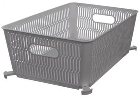 Coș de plastic stivuibil Orion NESTA, 28,5 x 23 x12 cm, gri, M