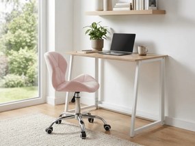 Set pentru birou ZARIMO masa 80x40 cm, alb/stejar sonoma + scaun AVOLA VELVET, roz
