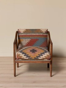 Fotoliu kilim din iută naturala și lână, cu structura din lemn de mango, 83×68×75 cm, „Ayaco"