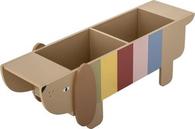 Raft de cărți pentru copii din lemn, multicolor, cu decupaje în formă de câine, 108x37x32 cm, „Charlie"