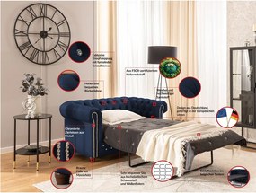 Canapea albastră extensibilă cu tapițerie din catifea 148 cm York Blik – Ropez