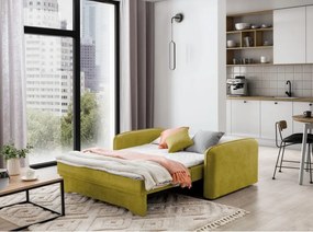 Canapea galbenă extensibilă/cu spațiu de depozitare cu tapițerie din chenille 155 cm Laine – ELTAP