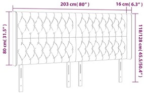 Tablie de pat cu aripioare gri inchis 203x16x118 128 cm catifea 1, Morke gra, 203 x 16 x 118 128 cm