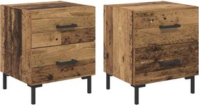 vidaXL Dulap de noapte cu sertar 2 pcs Lemn vechi 40 x 35 x 47,5 cm