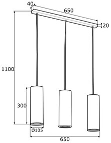 Lustră pe cablu LINEA 3xE27/15W/230V alamă/neagră Argon 1486