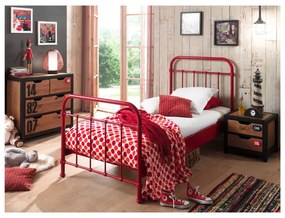 Pat metalic pentru copii Vipack New York, 90 x 200 cm, roșu