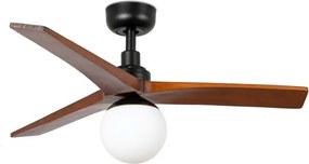 Lustra cu Ventilator aplicat tavan cu telecomanda KLIM S 92,5cm, negru/ nuc