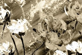 Tablou flori pictate în design sepia