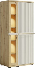 Vitrina CANDY1 C2a, stejar artisan/casmir, PAL/sticla, cu iluminare LE