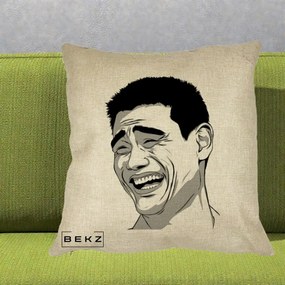 Perna Decorativa Yao Ming Meme, 40x40 cm, Crem, Husa Detasabila, Perna Inclusa, BEKZ®